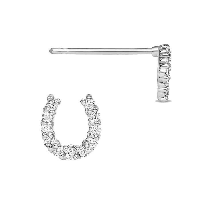 14kw 6mm 11dia.055ct diamond horse shoe stud earring