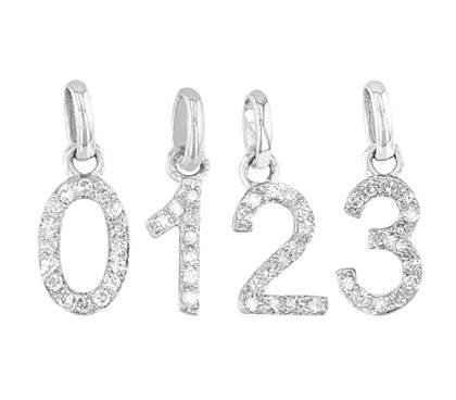 14K Diamond Block Script Number Charms