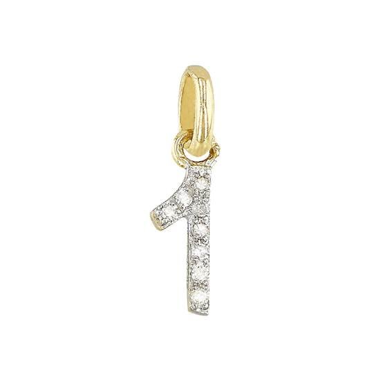 14ky 8mm diamond block script number 1 charms