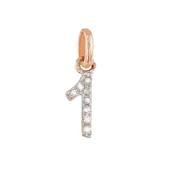 14kr 8mm diamond block script number 1 charms