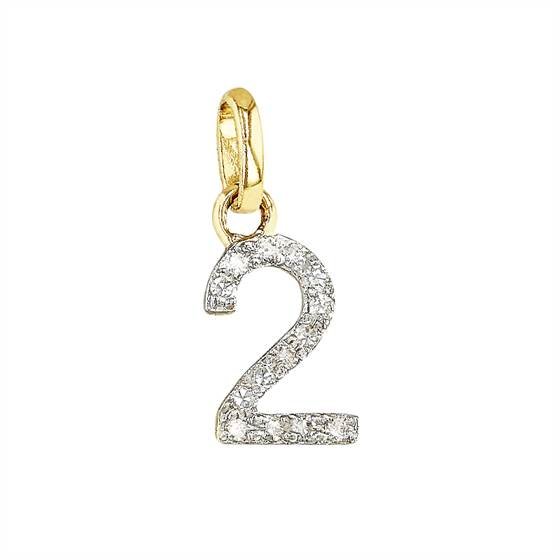 14ky 8mm diamond block script number 2 charms