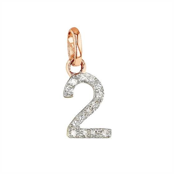 14kr 8mm diamond block script number 2 charms