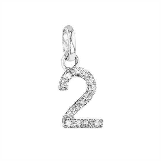 14kw 8mm diamond block script number 2 charms