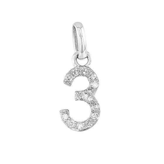 14kw 8mm diamond block script number 3 charms