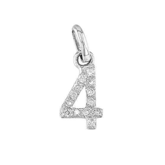 14kw 8mm diamond block script number 4 charms