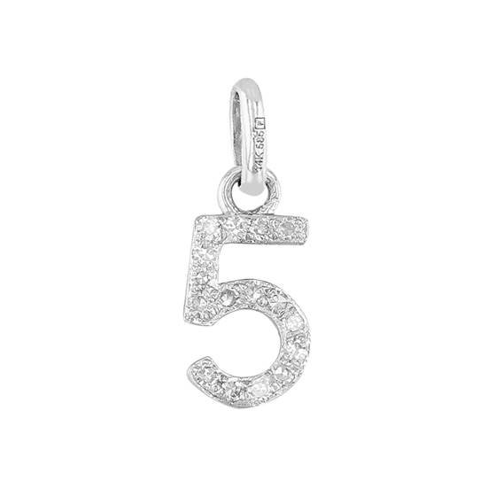 14kw 8mm diamond block script number 5 charms