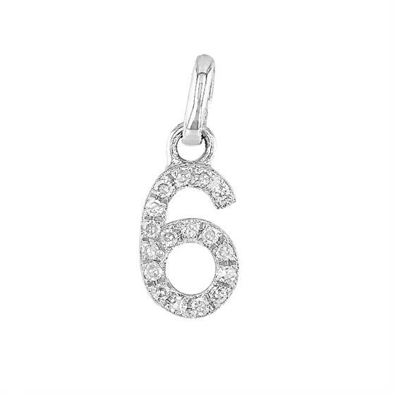 14kw 8mm diamond block script number 6 charms