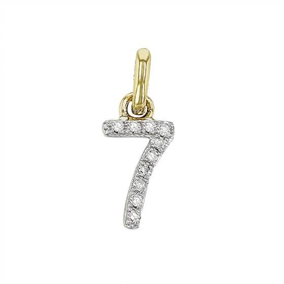 14ky 8mm diamond block script number 7 charms