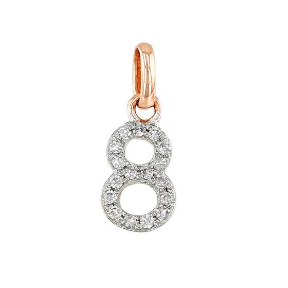 14kr 8mm diamond block script number 8 charms