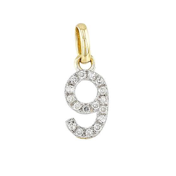 14ky 8mm diamond block script number 9 charms