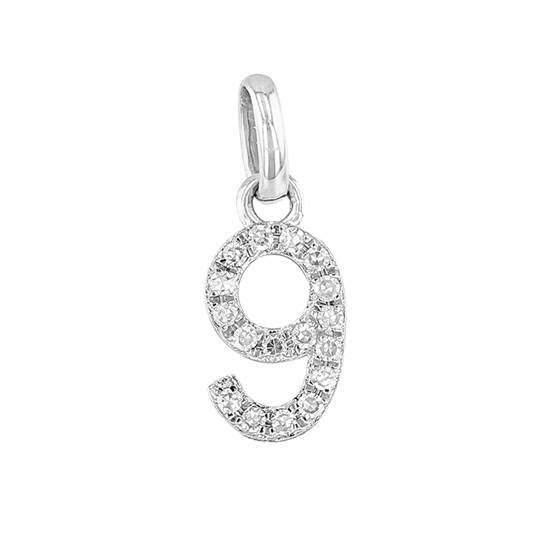 14kw 8mm diamond block script number 9 charms