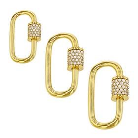 Gold Vermeil Cubic Zirconia Carabiner Clasp