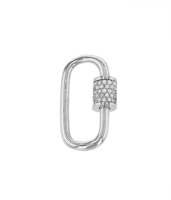 18x12mm rhodium plated cubic zirconia carabiner clasp