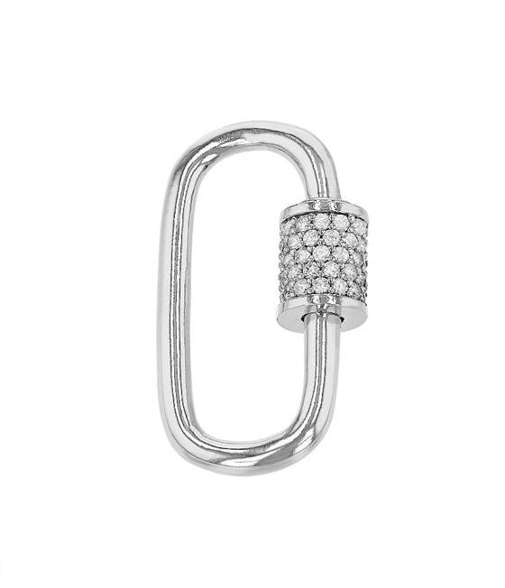 23x20mm rhodium plated cubic zirconia carabiner clasp