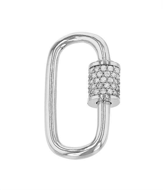 37x25mm rhodium plated cubic zirconia carabiner clasp