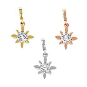 14K Diamond Compass Rose Star Charm