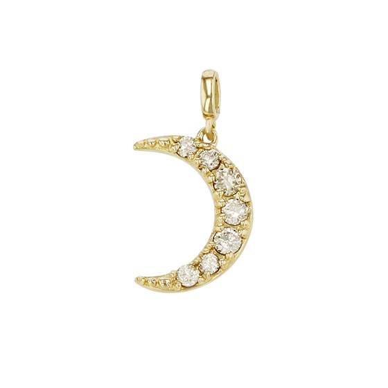 14ky 7x10mm diamond crescent moon charm