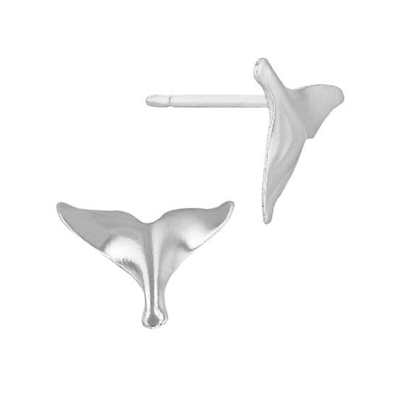 ss 10x7.5mm whale tail stud earring