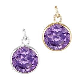 14K Amethyst Round Bezel Set Charm February Birthstone