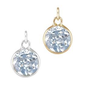 14K Blue Topaz Round Bezel Set Charm December Birthstone