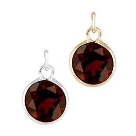 14K Garnet Round Bezel Set Charm January Birthstone