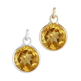 14K Citrine Round Bezel Set Charm November Birthstone