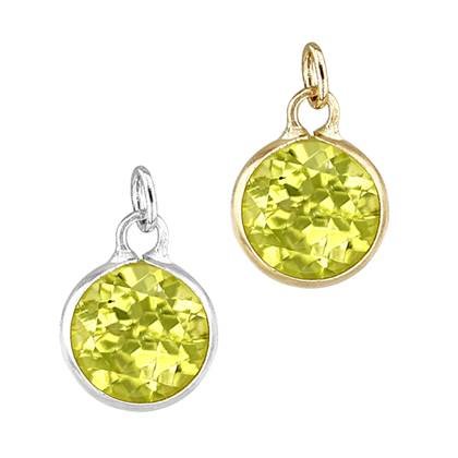 14K Peridot Round Bezel Set Charm August Birthstone