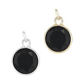 14K Black Spinel Round Bezel Set Charm August Birthstone