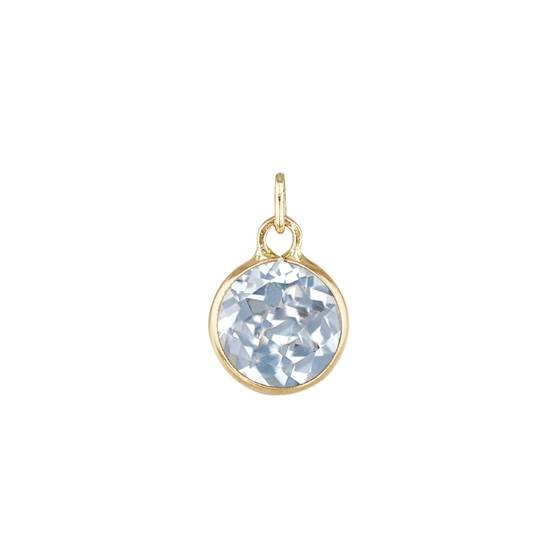 14ky 5mm round bezel set charm december birthstoneblue topaz