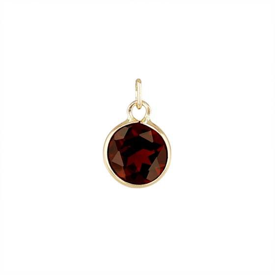 14ky 6mm round bezel set charm january birthstonegarnet