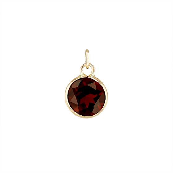 14ky 4mm round bezel set charm january birthstonegarnet