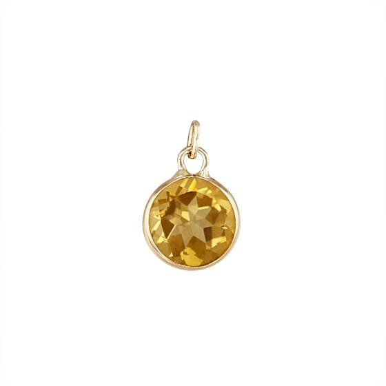14ky 6mm round bezel set charm november birthstonecitrine