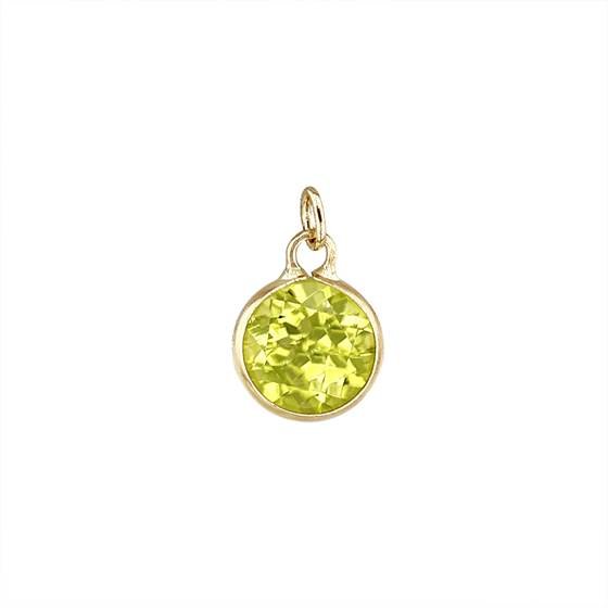 14ky 4mm round bezel set charm august birthstoneperidot