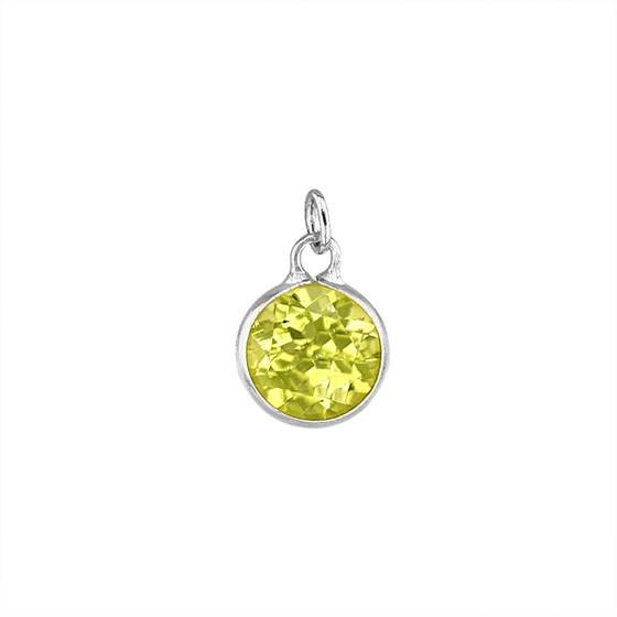 14kw 6mm round bezel set charm august birthstoneperidot