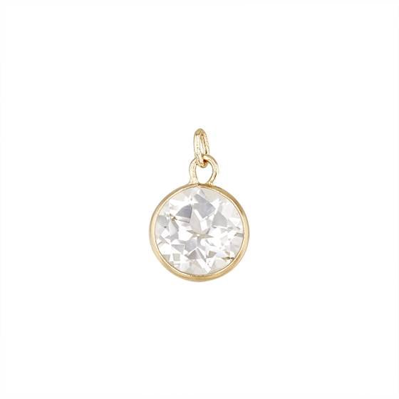 14ky 4mm round bezel set charm february birthstonewhite topaz
