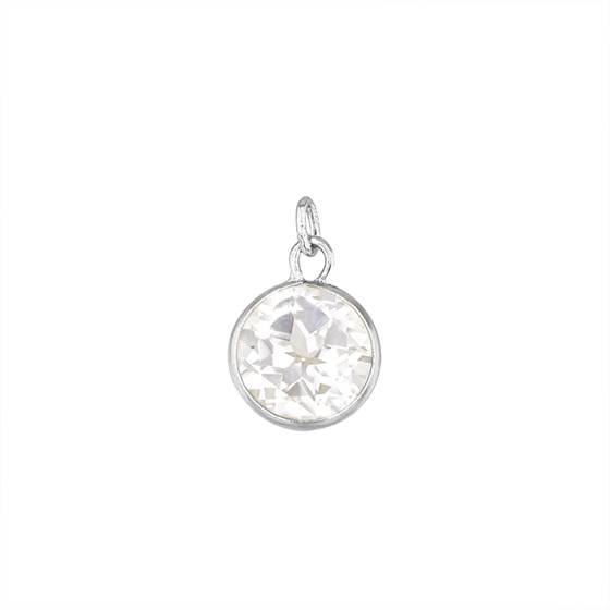 14kw 4mm round bezel set charm february birthstonewhite topaz