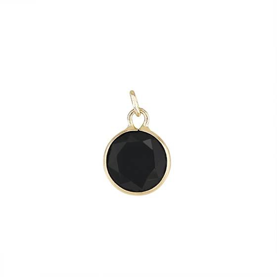 14ky 6mm round bezel set charm august birthstoneblack spinel