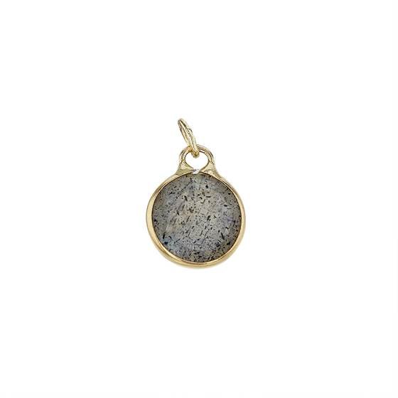 14ky 4mm round bezel set charm march birthstonelabradorite