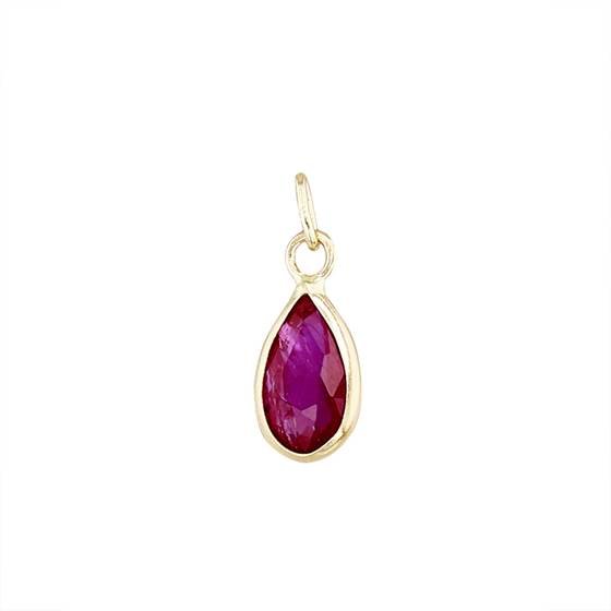 14ky pear shape bezel set charm july birthstone 5x3mm ruby