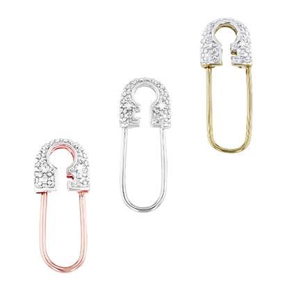 14K Diamond Safety Pin