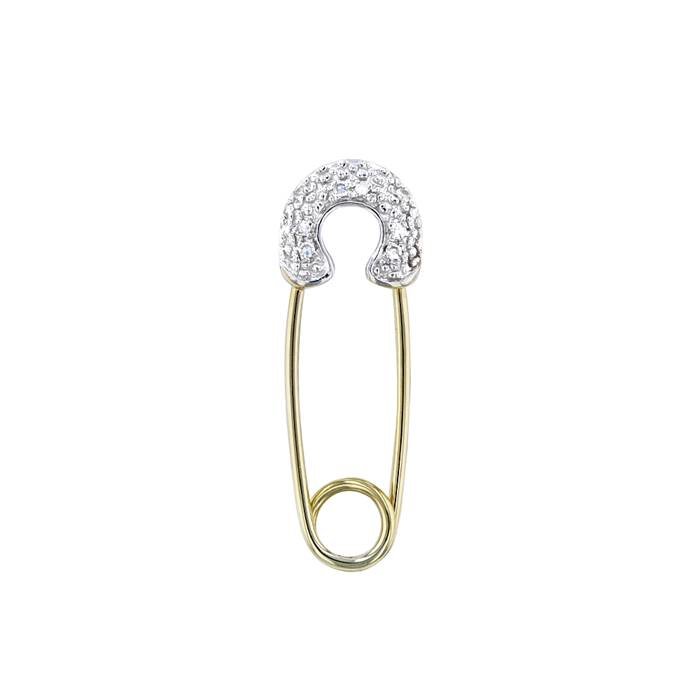 14ky 22x8mm 8dia.025cts diamond round outline safety pin