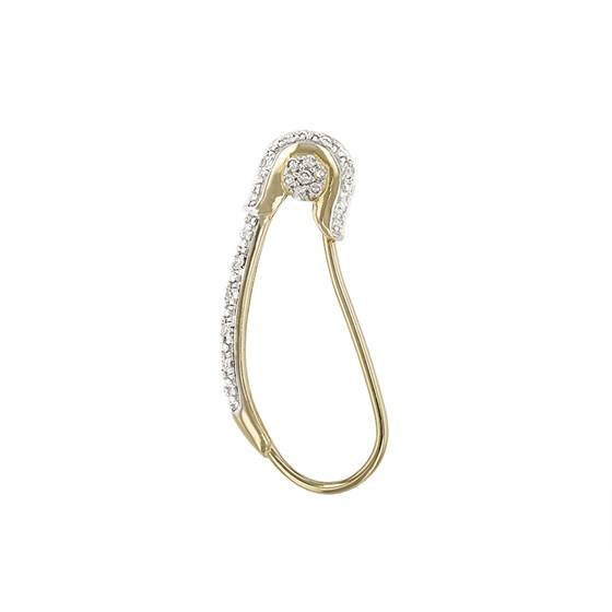 14ky 21x8.5mm 15dia.045cts diamond safety pin earring