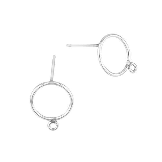 ss 10mm round stud earring with 1 ring