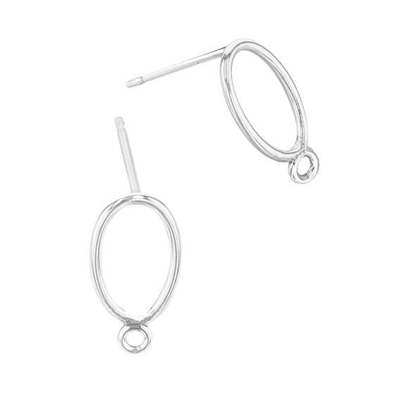 ss 10x7mm oval stud earring with 1 ring