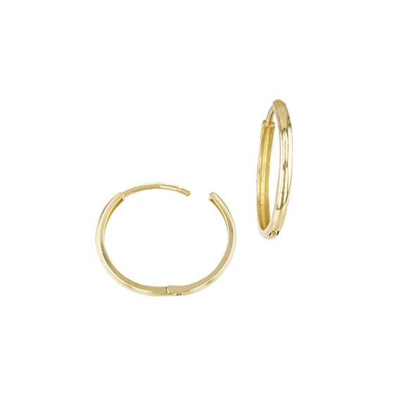 14ky 15x1.6mm round plain huggie earring