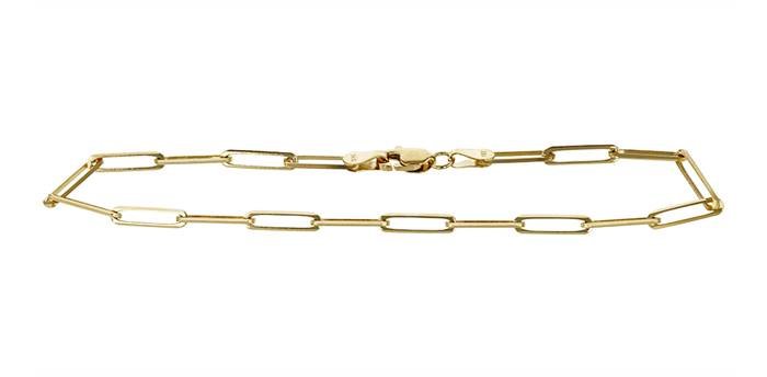 14ky 7 inches flat paper clip bracelet with lobster clasp