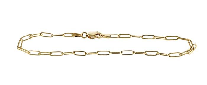 14ky 7 inches flat oval paper clip bracelet with lobster clasp (heavy weight)