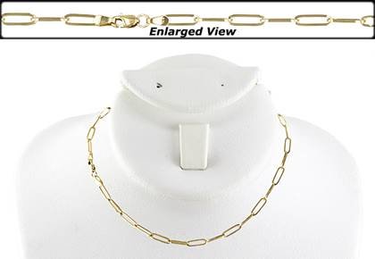 14K Ready to Wear 10x3mm Flat Paper Clip Chain Necklace With Lobster Clasp