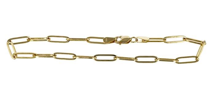 14ky 7 inches flat paper clip bracelet with lobster clasp (heavy weight)