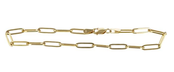 14ky 7 inches flat paper clip bracelet with lobster clasp (light weight)